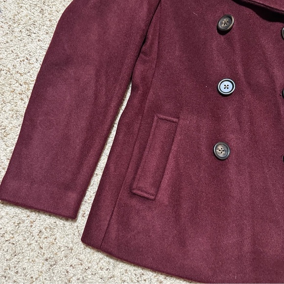 Burgundy Old Navy Double Breasted Short Pea Coat - Picture 2 of 5